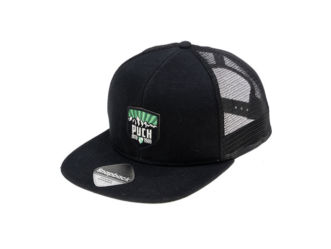 Pet Truckers Snapback met Puch Logo Patch zwart product